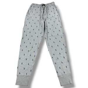 Polo Ralph Lauren Sleepwear Jogger Pants Men's Small S Gray All Over Blue Pony